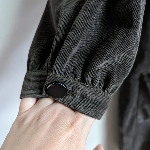 ZARA Forest Green Casual Academia Button Front Long Sleeves Mini Dress Large - Picture 6 of 14